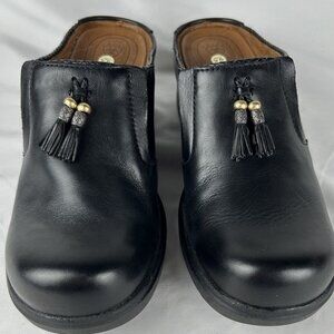 Ariat Mendocino Black Leather Tassel Mules Clogs Shoes Sz 9.5 Slip On Western
